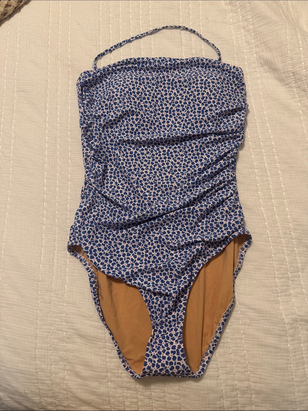 J. Crew Blue & White Floral One-Piece Swimsuit